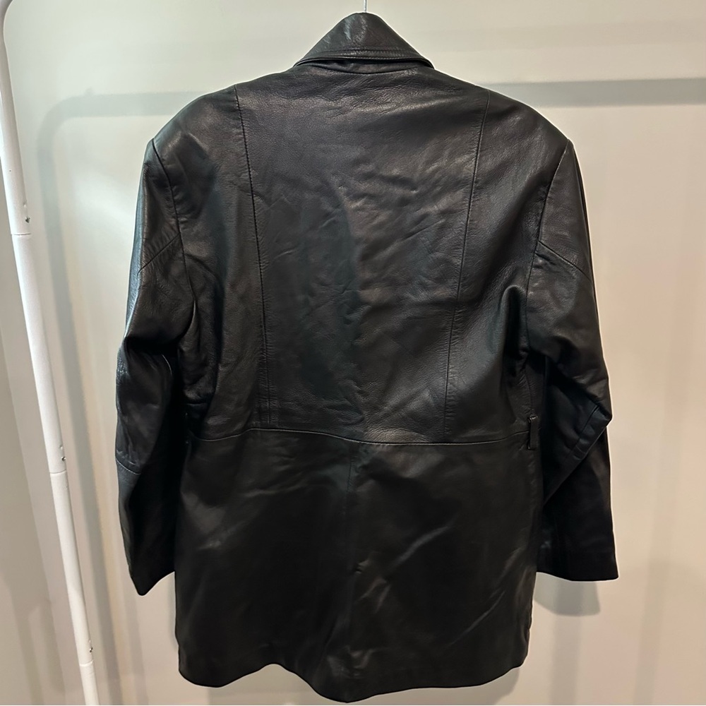 Vintage Real Leather Black Blazer/Car Jacket Size XL - Picture 2 of 4